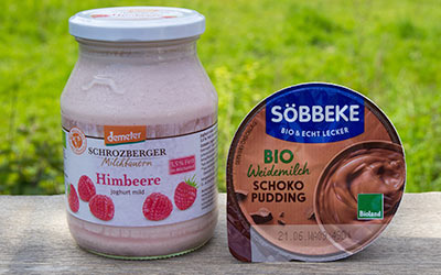 Himbeerjoghurt und Schokopudding im Angebot